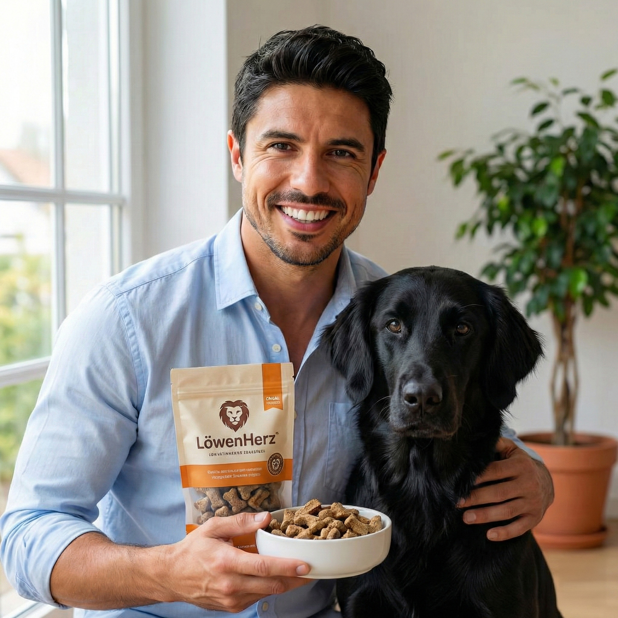 Glücklicher Hund mit Experte